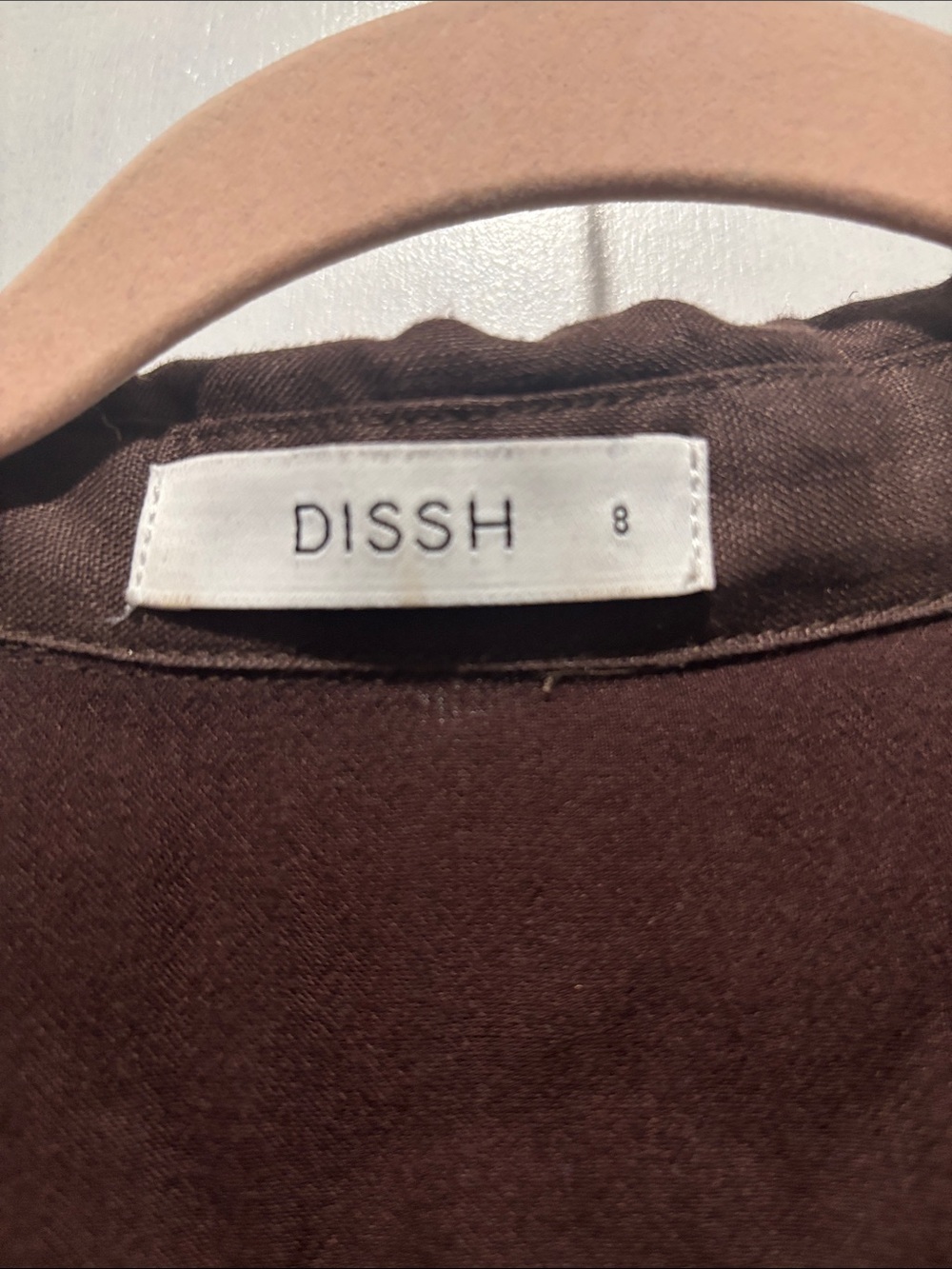 DISSH Elain chocolate brown linen open back midi dress - Picture 3 of 8